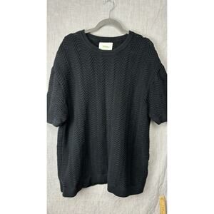 YITAI Women’s Black Wave Knit Sweater 100% Cotton, Size 2XL HEAVY